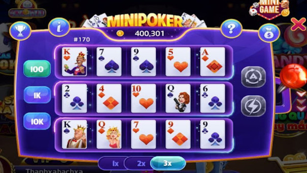 Nổ hũ mini poker được xây dựng với đồ họa, hình ảnh đẹp mắt cùng âm thanh chất lượng cao mang đến trải nghiệm vô cùng đảng cấp. Hãy đến SUNWIN slot trực tuyến để biết thêm thông tin nhé .